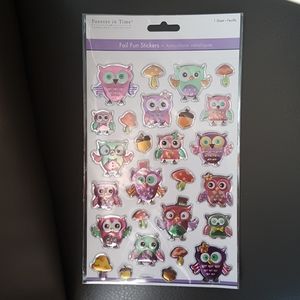 27 3D Foil Fun Stickers Owls Autocoll